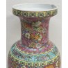 ANTICO VASO CINESE FAMILLE ROSE PORCELLANA DIPINTO FENCAI SCENA QUOTIDIANA FIORI