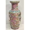 ANTICO VASO CINESE FAMILLE ROSE PORCELLANA DIPINTO FENCAI SCENA QUOTIDIANA FIORI