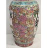 ANTICO VASO CINESE FAMILLE ROSE PORCELLANA DIPINTO FENCAI SCENA QUOTIDIANA FIORI