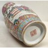 ANTICO VASO CINESE FAMILLE ROSE PORCELLANA DIPINTO FENCAI SCENA QUOTIDIANA FIORI