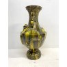 GRANDE VASO CERAMICA GIAPPONESE Awaji DRAGO ALTO RILIEVO SMALTO a GOCCIA 48cm/h