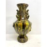 GRANDE VASO CERAMICA GIAPPONESE Awaji DRAGO ALTO RILIEVO SMALTO a GOCCIA 48cm/h