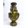 GRANDE VASO CERAMICA GIAPPONESE Awaji DRAGO ALTO RILIEVO SMALTO a GOCCIA 48cm/h
