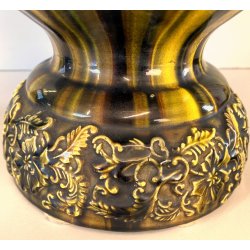 GRANDE VASO CERAMICA GIAPPONESE Awaji DRAGO ALTO RILIEVO SMALTO a GOCCIA 48cm/h