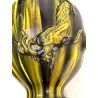 GRANDE VASO CERAMICA GIAPPONESE Awaji DRAGO ALTO RILIEVO SMALTO a GOCCIA 48cm/h