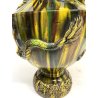 GRANDE VASO CERAMICA GIAPPONESE Awaji DRAGO ALTO RILIEVO SMALTO a GOCCIA 48cm/h