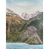 ANTICO PICCOLO DIPINTO OLIO PAESAGGIO Cappella di Gugliemo Tell LAGO di LUCERNA