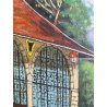 ANTICO PICCOLO DIPINTO OLIO PAESAGGIO Cappella di Gugliemo Tell LAGO di LUCERNA