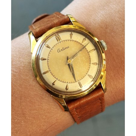 ANTICO OROLOGIO POLSO DORATO Certina ANNI 50 cal K.F. 324 Old Wrist Watch MONTRE