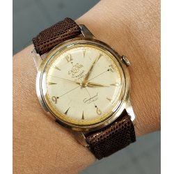 ANTICO OROLOGIO POLSO DORATO Enicar Ultrasonic Seapearl ANNI 60 cal. AR 1010