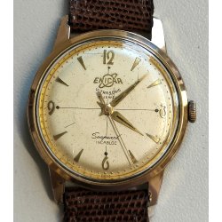 ANTICO OROLOGIO POLSO DORATO Enicar Ultrasonic Seapearl ANNI 60 cal. AR 1010