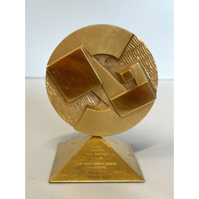 PICCOLA SCULTURA OTTONE FIRMATA GIO POMODORO BASSORILIEVO ZURIGO 1988 SFERA Old