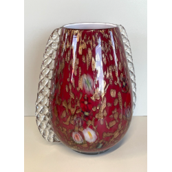 GRANDE VASO VETRO MURANO BAROVIER LA MURRINA FOGLIA ORO CORDONATO EPOCA 1930