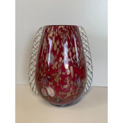 GRANDE VASO VETRO MURANO BAROVIER LA MURRINA FOGLIA ORO CORDONATO EPOCA 1930