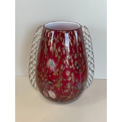 GRANDE VASO VETRO MURANO BAROVIER LA MURRINA FOGLIA ORO CORDONATO EPOCA 1930
