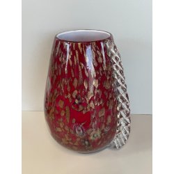 GRANDE VASO VETRO MURANO BAROVIER LA MURRINA FOGLIA ORO CORDONATO EPOCA 1930