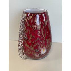 GRANDE VASO VETRO MURANO BAROVIER LA MURRINA FOGLIA ORO CORDONATO EPOCA 1930
