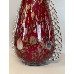 GRANDE VASO VETRO MURANO BAROVIER LA MURRINA FOGLIA ORO CORDONATO EPOCA 1930