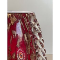 GRANDE VASO VETRO MURANO BAROVIER LA MURRINA FOGLIA ORO CORDONATO EPOCA 1930