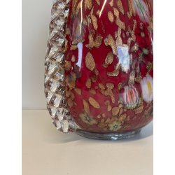 GRANDE VASO VETRO MURANO BAROVIER LA MURRINA FOGLIA ORO CORDONATO EPOCA 1930