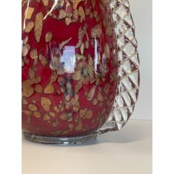 GRANDE VASO VETRO MURANO BAROVIER LA MURRINA FOGLIA ORO CORDONATO EPOCA 1930