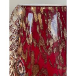 GRANDE VASO VETRO MURANO BAROVIER LA MURRINA FOGLIA ORO CORDONATO EPOCA 1930