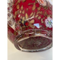 GRANDE VASO VETRO MURANO BAROVIER LA MURRINA FOGLIA ORO CORDONATO EPOCA 1930