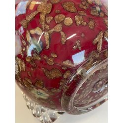 GRANDE VASO VETRO MURANO BAROVIER LA MURRINA FOGLIA ORO CORDONATO EPOCA 1930