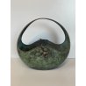 ANTICO CESTINO VINTAGE OTTONE PRIMI '900 DECORO UVA ART NOUVEAU CENTROTAVOLA