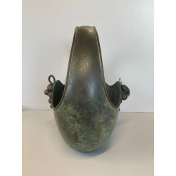 ANTICO CESTINO VINTAGE OTTONE PRIMI '900 DECORO UVA ART NOUVEAU CENTROTAVOLA