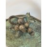 ANTICO CESTINO VINTAGE OTTONE PRIMI '900 DECORO UVA ART NOUVEAU CENTROTAVOLA