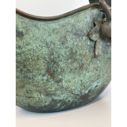 ANTICO CESTINO VINTAGE OTTONE PRIMI '900 DECORO UVA ART NOUVEAU CENTROTAVOLA