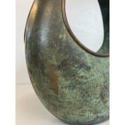 ANTICO CESTINO VINTAGE OTTONE PRIMI '900 DECORO UVA ART NOUVEAU CENTROTAVOLA