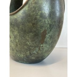 ANTICO CESTINO VINTAGE OTTONE PRIMI '900 DECORO UVA ART NOUVEAU CENTROTAVOLA
