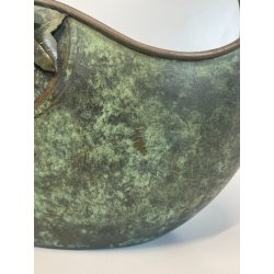 ANTICO CESTINO VINTAGE OTTONE PRIMI '900 DECORO UVA ART NOUVEAU CENTROTAVOLA