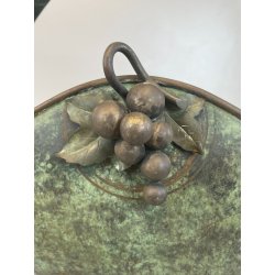 ANTICO CESTINO VINTAGE OTTONE PRIMI '900 DECORO UVA ART NOUVEAU CENTROTAVOLA