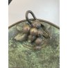 ANTICO CESTINO VINTAGE OTTONE PRIMI '900 DECORO UVA ART NOUVEAU CENTROTAVOLA