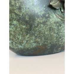 ANTICO CESTINO VINTAGE OTTONE PRIMI '900 DECORO UVA ART NOUVEAU CENTROTAVOLA