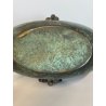ANTICO CESTINO VINTAGE OTTONE PRIMI '900 DECORO UVA ART NOUVEAU CENTROTAVOLA
