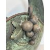 ANTICO CESTINO VINTAGE OTTONE PRIMI '900 DECORO UVA ART NOUVEAU CENTROTAVOLA