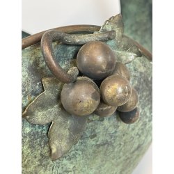 ANTICO CESTINO VINTAGE OTTONE PRIMI '900 DECORO UVA ART NOUVEAU CENTROTAVOLA