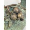 ANTICO CESTINO VINTAGE OTTONE PRIMI '900 DECORO UVA ART NOUVEAU CENTROTAVOLA