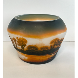ANTICA COPPA VETRO D'ARGENTAL GLOBULARE PAUL NICOLAS ART NOUVEAU PATE 1920 VASO