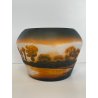ANTICA COPPA VETRO D'ARGENTAL GLOBULARE PAUL NICOLAS ART NOUVEAU PATE 1920 VASO