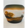 ANTICA COPPA VETRO D'ARGENTAL GLOBULARE PAUL NICOLAS ART NOUVEAU PATE 1920 VASO
