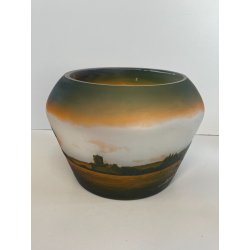 ANTICA COPPA VETRO D'ARGENTAL GLOBULARE PAUL NICOLAS ART NOUVEAU PATE 1920 VASO