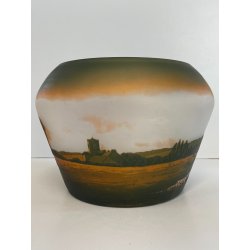 ANTICA COPPA VETRO D'ARGENTAL GLOBULARE PAUL NICOLAS ART NOUVEAU PATE 1920 VASO