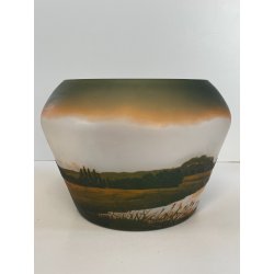 ANTICA COPPA VETRO D'ARGENTAL GLOBULARE PAUL NICOLAS ART NOUVEAU PATE 1920 VASO
