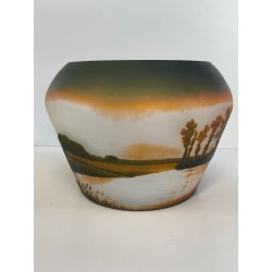 ANTICA COPPA VETRO D'ARGENTAL GLOBULARE PAUL NICOLAS ART NOUVEAU PATE 1920 VASO