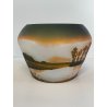 ANTICA COPPA VETRO D'ARGENTAL GLOBULARE PAUL NICOLAS ART NOUVEAU PATE 1920 VASO